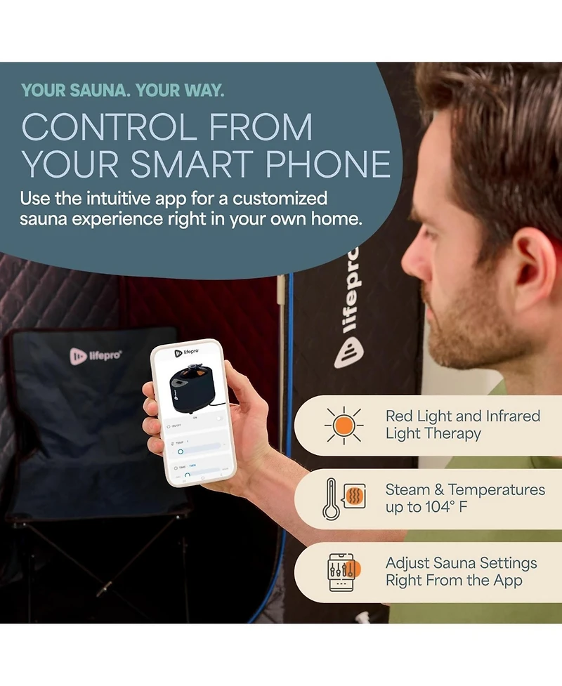 LifePro Portable Sauna Steamer Machine – Full Body Steam Sauna Box for Home, Steamer, Adjustable Heat, Timer & Light Therapy Infrared Sauna