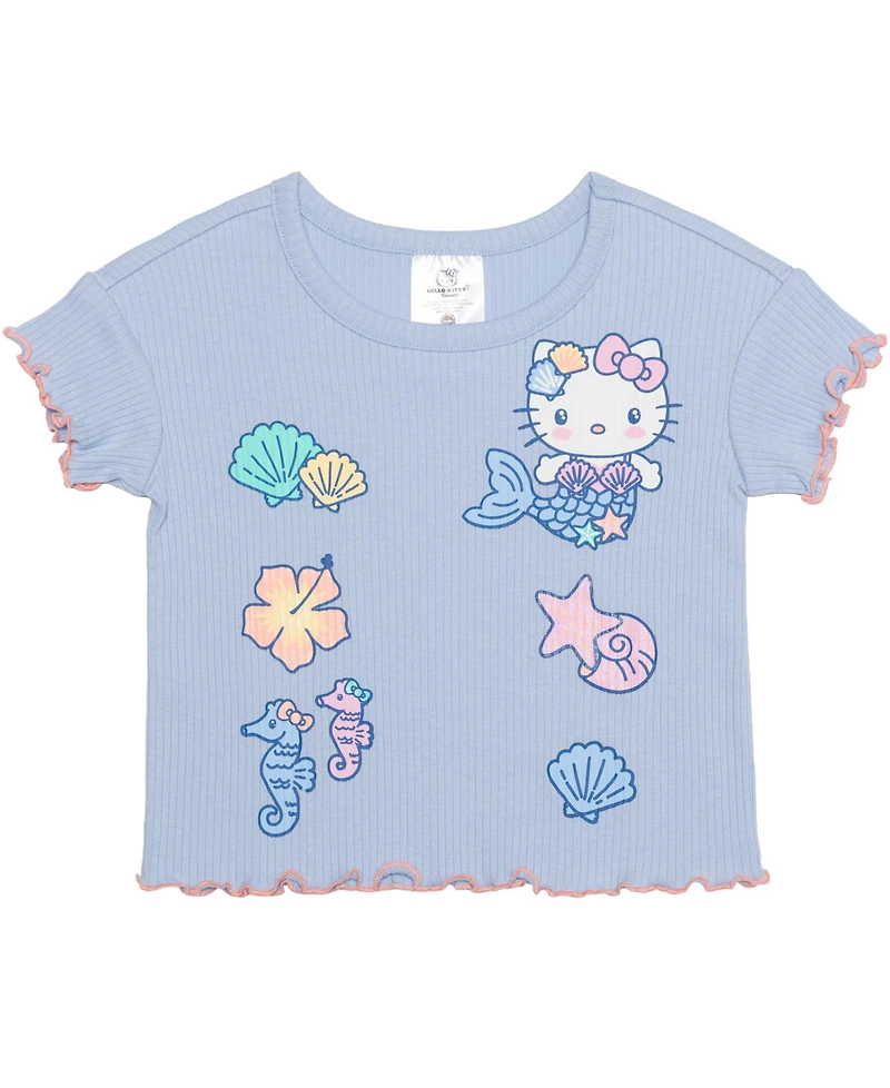 Hybrid Girls' 2T-6X Hello Kitty Short-Sleeve T-Shirt and Shorts, 2-Piece Set
