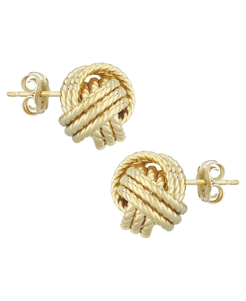 Rope Love Knot Stud Earrings in 14k Yellow or Rose Gold