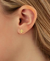 Fluer De Lis Flower Stud Earrings Set in 14k Gold (10mm)