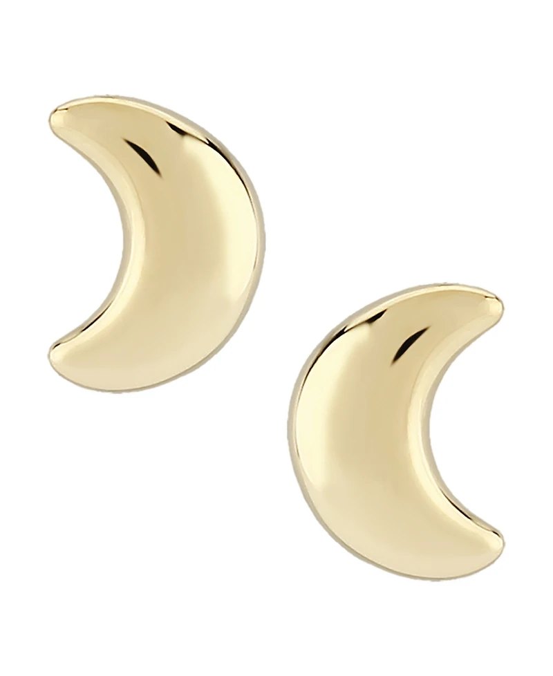 Cresent Moon Stud Earrings Set in 14k Gold (8mm)