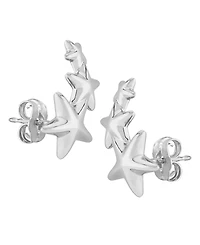 Triple Star Stud Crawler Earrings 14k Gold