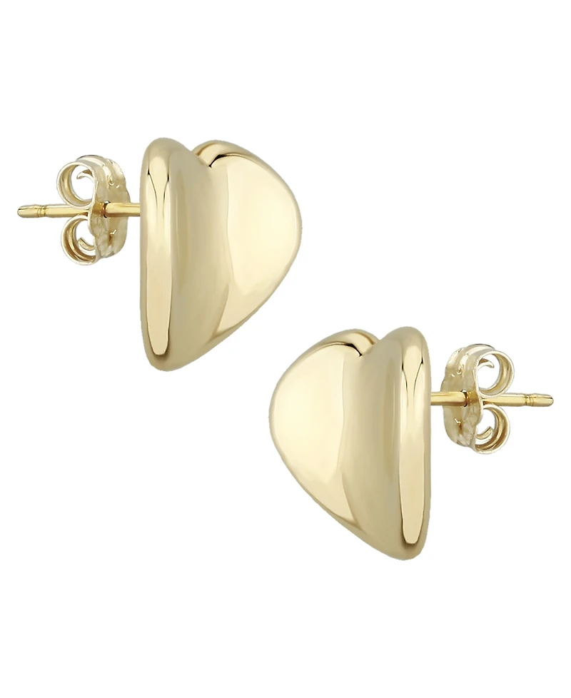 Dapped Heart Stud Earrings Set in 14k Gold
