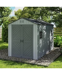 Decksplore Durable Resin Outdoor Storage Shed With Floor And Double Doors