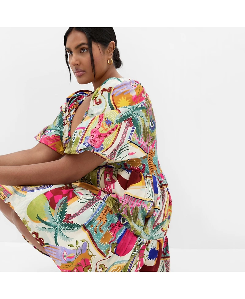 City Chic Women's Simona Print Puff Sleeve Mini Dress