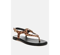 Venusa Leopard Print Buckled Flats