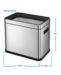 Home Zone Living 9 Gallon Slim Kitchen Trash Can with Open Top for Commercial Use, Stainless Steel, Silver