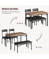 gaomon 4-Piece Rectangular Wood Dining Table Set with 2 Chairs and Upholstered Bench.
