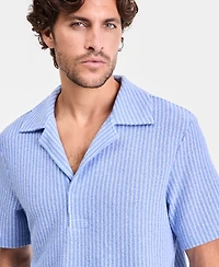 Alfani Men's Short-Sleeve Boucle Stripe Knit Shirt, Macy's Exclusive