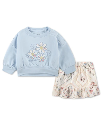 abercrombie kids Baby Girls' Crewneck Sweatshirt and Skirt, 2-Piece Set