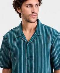 Alfani Men's Short-Sleeve Linen-Blend Stripe Shirt, Macy's Exclusive - Barry Yd