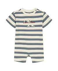 Calvin Klein Baby Boys' French Terry Striped Crewneck Romper