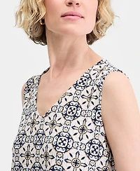 Jm Collection Women's Printed Sleeveless Vneck Knit Top, Macy's Exclusive
