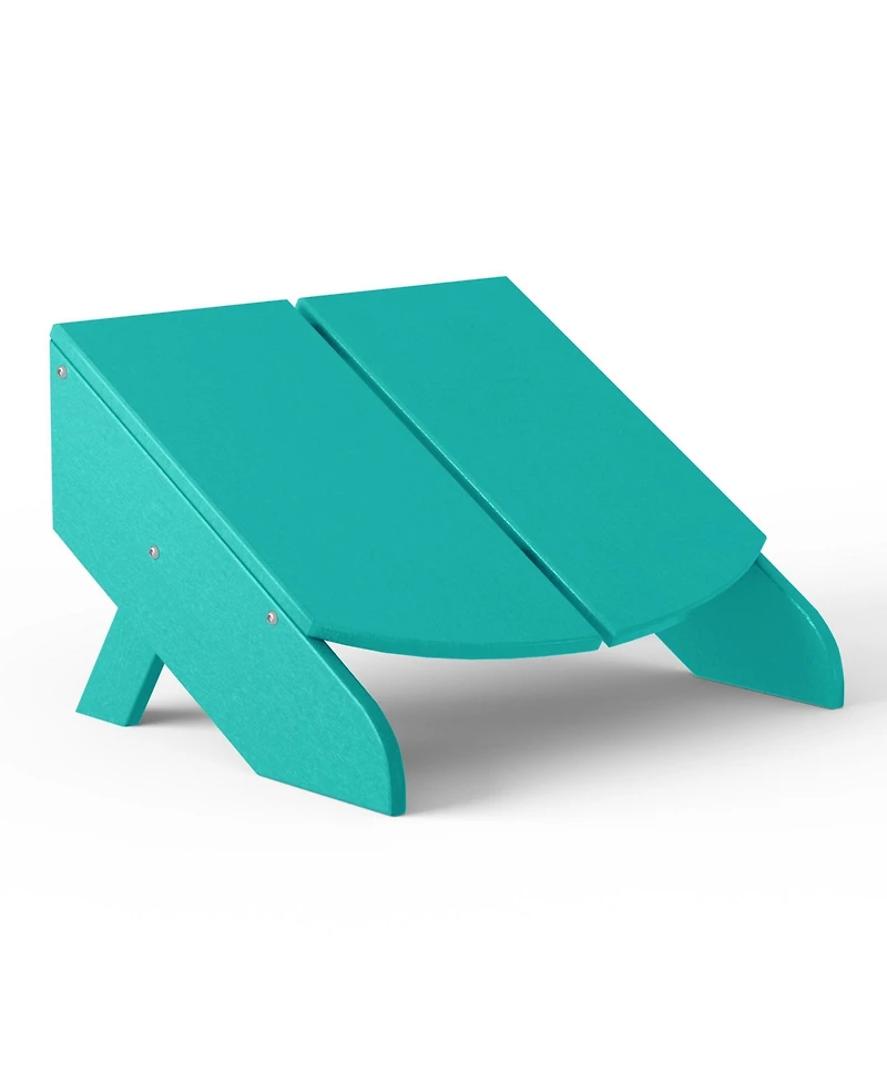 Outdoor Hdpe Modern Adirondack Chair with Folding Patio Ottoman and Cup Holder