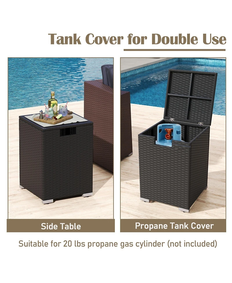 Gymax 12 Pcs Furniture Set w/ 32'' Fire Pit Table & Propane Tank Cover Outdoor