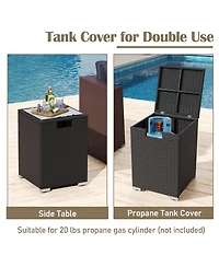 Gymax 12 Pcs Furniture Set w/ 32'' Fire Pit Table & Propane Tank Cover Outdoor