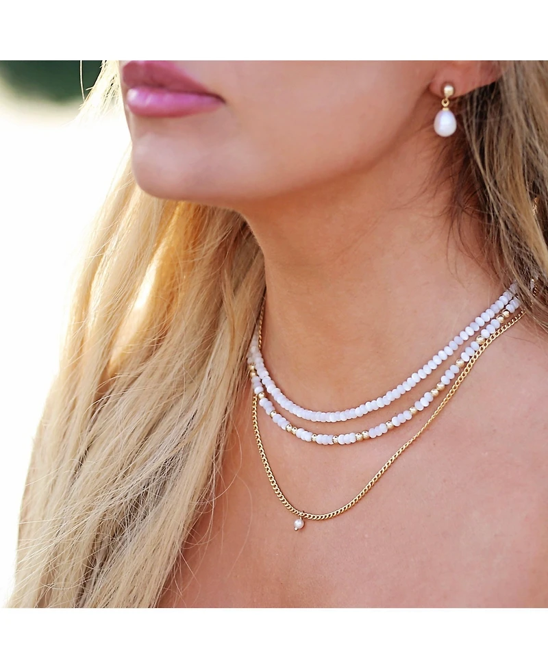 Bowood Lane 14k Gold Filled Curb Chain With Mini Pearl Charm Necklace