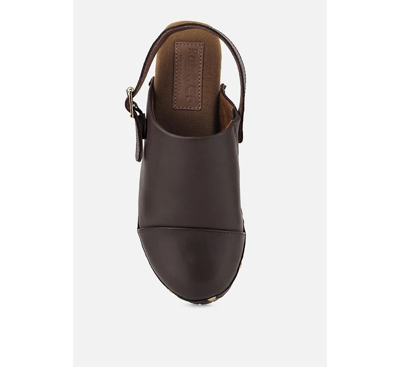 Alona Womens Slingback High Block Heeled Clogs