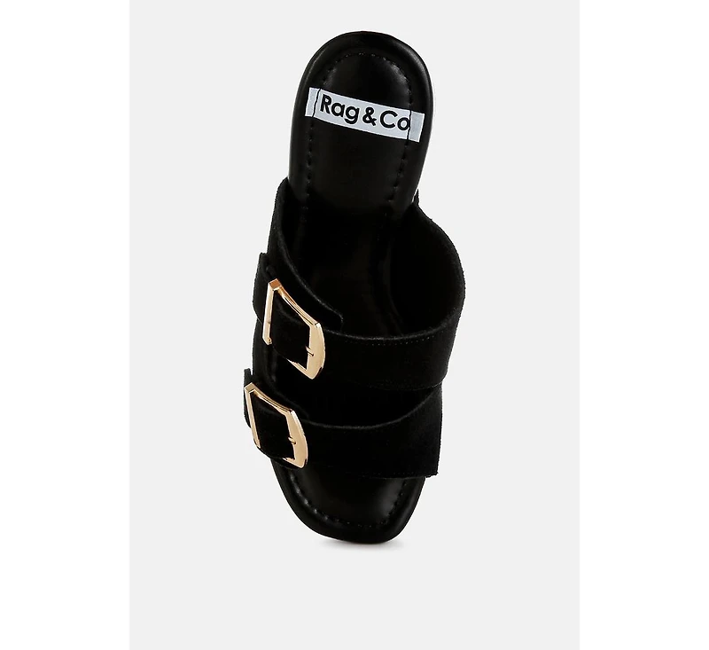 Zoane Studded Dual Buckle Platform Clogs