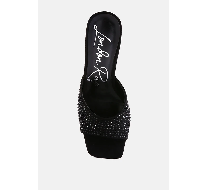imprint heat set diamante slip on sandals
