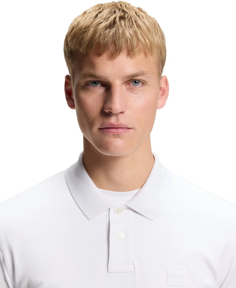 Boss by Hugo Men's Slim-Fit Stretch-Cotton Logo Patch Polo Shirt