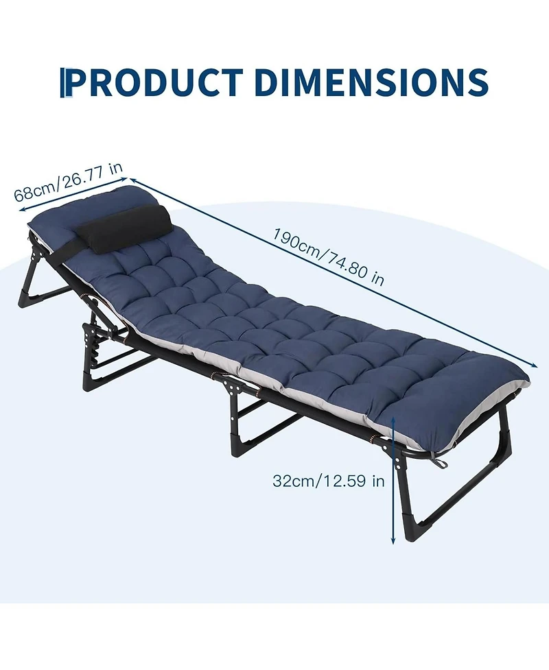 gaomon TrailBlaze Heavy-Duty Folding Camping Cot Bed for Adults – Removable Thick Mattress, Pillow & Side Pocket