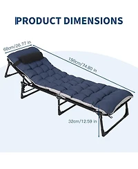 gaomon TrailBlaze Heavy-Duty Folding Camping Cot Bed for Adults – Removable Thick Mattress, Pillow & Side Pocket