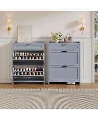 gaomon Shoe Cabinet with 2 Flip Drawers & 1 Top Drawer