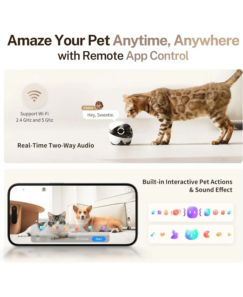 Enabot Rola Mini Smart Companion Robot with 2K Camera, Two-Way Audio & Night Vision