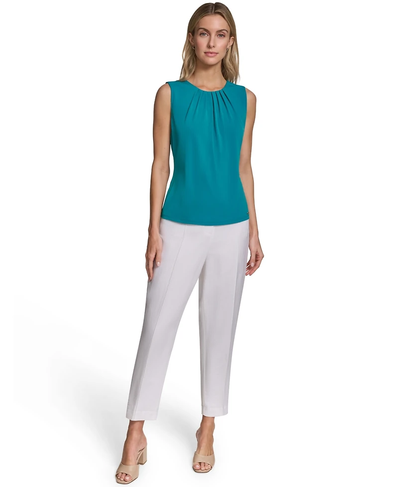 Calvin Klein Women's Sleeveless Pleated Neck Camisole Top