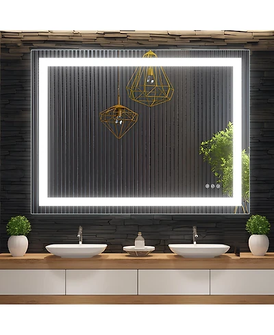 Homfan Led Bathroom Mirror with Front and Backlit Lights,Anti-Fog Lighted Vanity Mirror, Stepless Dimmable, 3-Color Modes