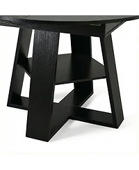 Clihome Extendable Round Dining Table for 4-8 People with Storage Shelf