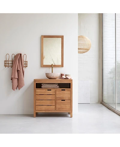 Tikamoon Serena solid teak vanity unit 80 cm