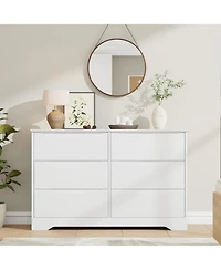 gaomon 6 Drawer Tall Wood Dresser, Modern Storage Chest with Wide Top for Bedroom