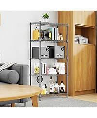 Rainsken 5-Tier Utility Shelving Unit, Heavy Duty Metal Wire Organizer Rack, 1250 lbs Capacity for Basement, Warehouse