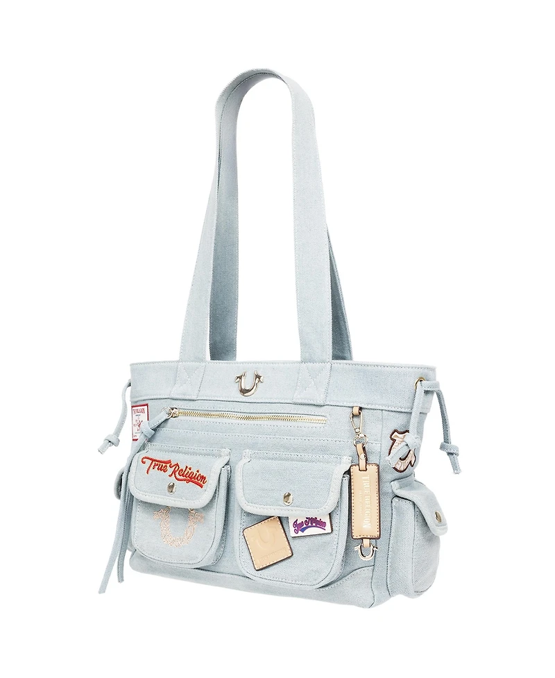 True Religion Multi-Patch Denim Tote