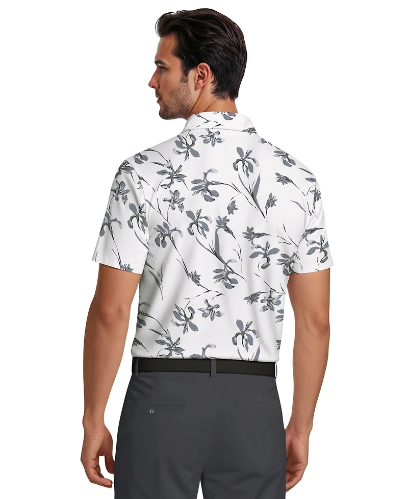 Pga Tour Men's Energized Floral Print Golf Polo Shirt
