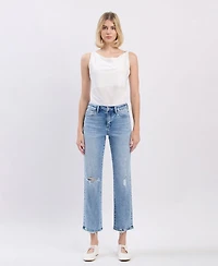 Vervet Women's High Rise Distressed Ankle Straight Jeans