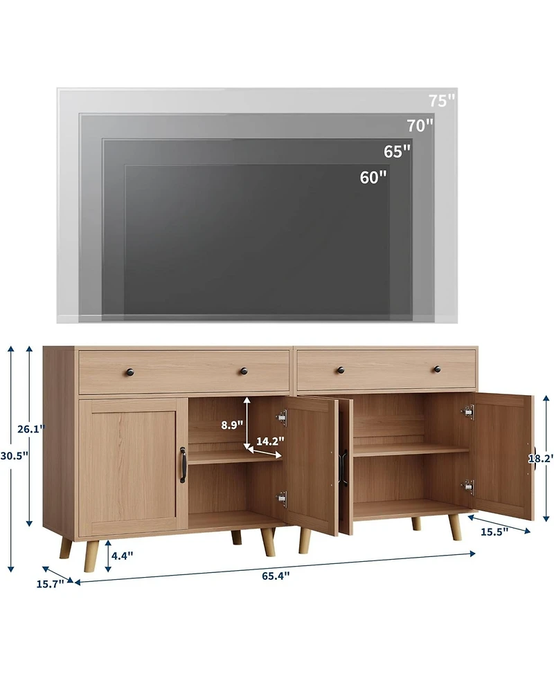gaomon Buffet Cabinet Sideboard with 2 Drawer & 4 Doors, Accent Cabinet with Storage, Console Coffee Bar Table
