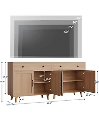 gaomon Buffet Cabinet Sideboard with 2 Drawer & 4 Doors, Accent Cabinet with Storage, Console Coffee Bar Table