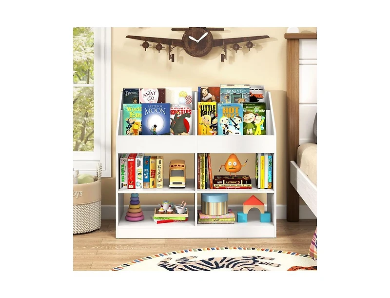 Slickblue Kids 3-Tier Bookshelf with Display Rack and Toy Storage