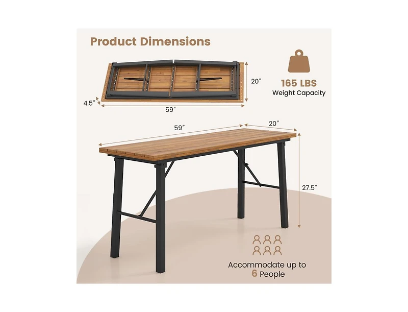 Slickblue Acacia Wood Outdoor Dining Table and Bench Set for Patio