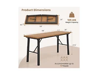 Slickblue Acacia Wood Outdoor Dining Table and Bench Set for Patio