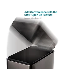 Home Zone Living 12 Gallon Slim Kitchen Trash Can with Soft Close Lid, Removable Liner, and Bag Tuck Band, Matte Black