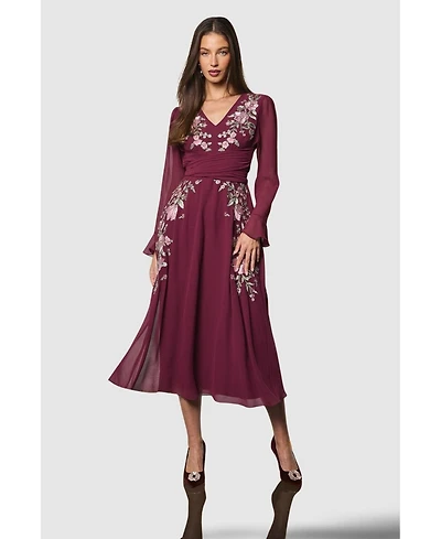 Coast Women's Wrap Waist Embroidered Midi Dress