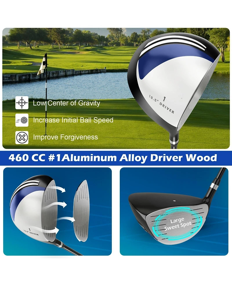 Hongge Men's 9-Piece Complete Golf Club Set