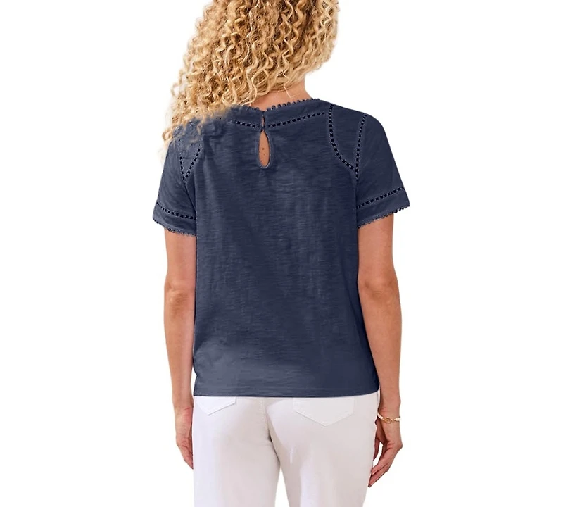 Tribal Women's Lace Detail Short-Sleeve Top