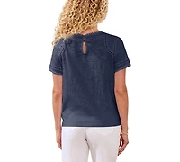 Tribal Women's Lace Detail Short-Sleeve Top
