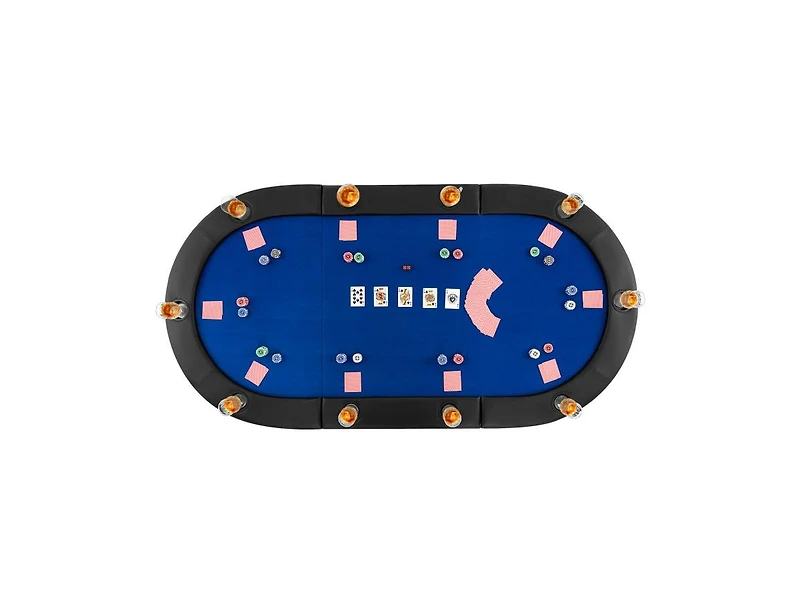 Hongge Portable 84 x 42 Inch 10-Player Foldable Padded Poker Table Top-Blue