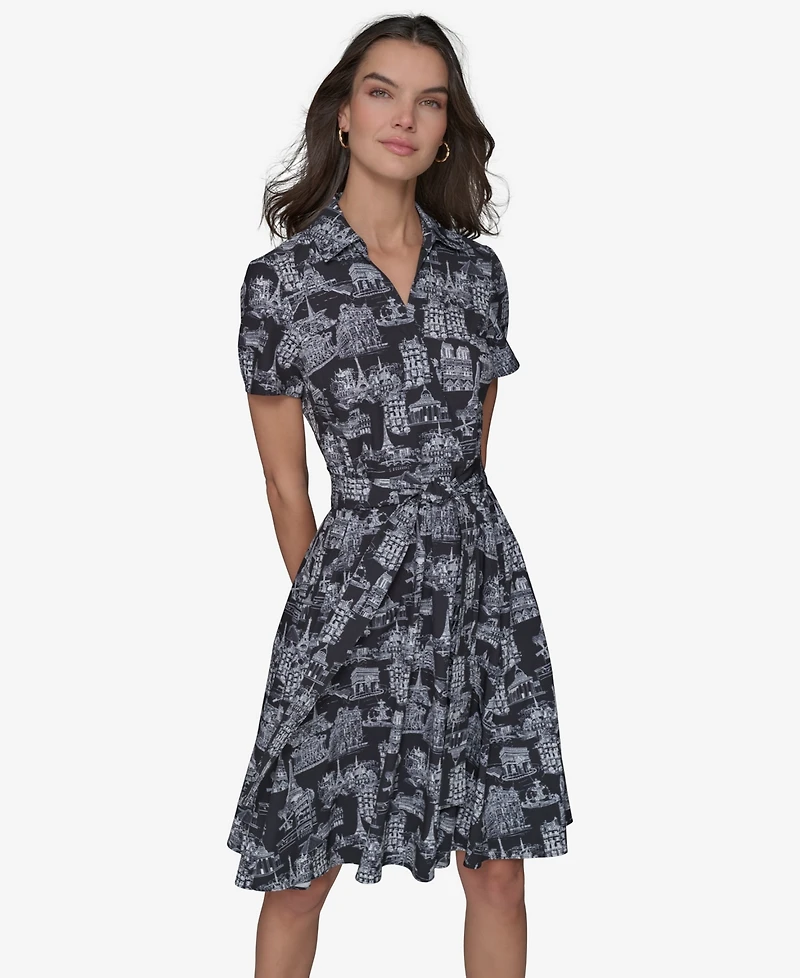 Karl Lagerfeld Paris Women's Toile Tie-Waist Dress